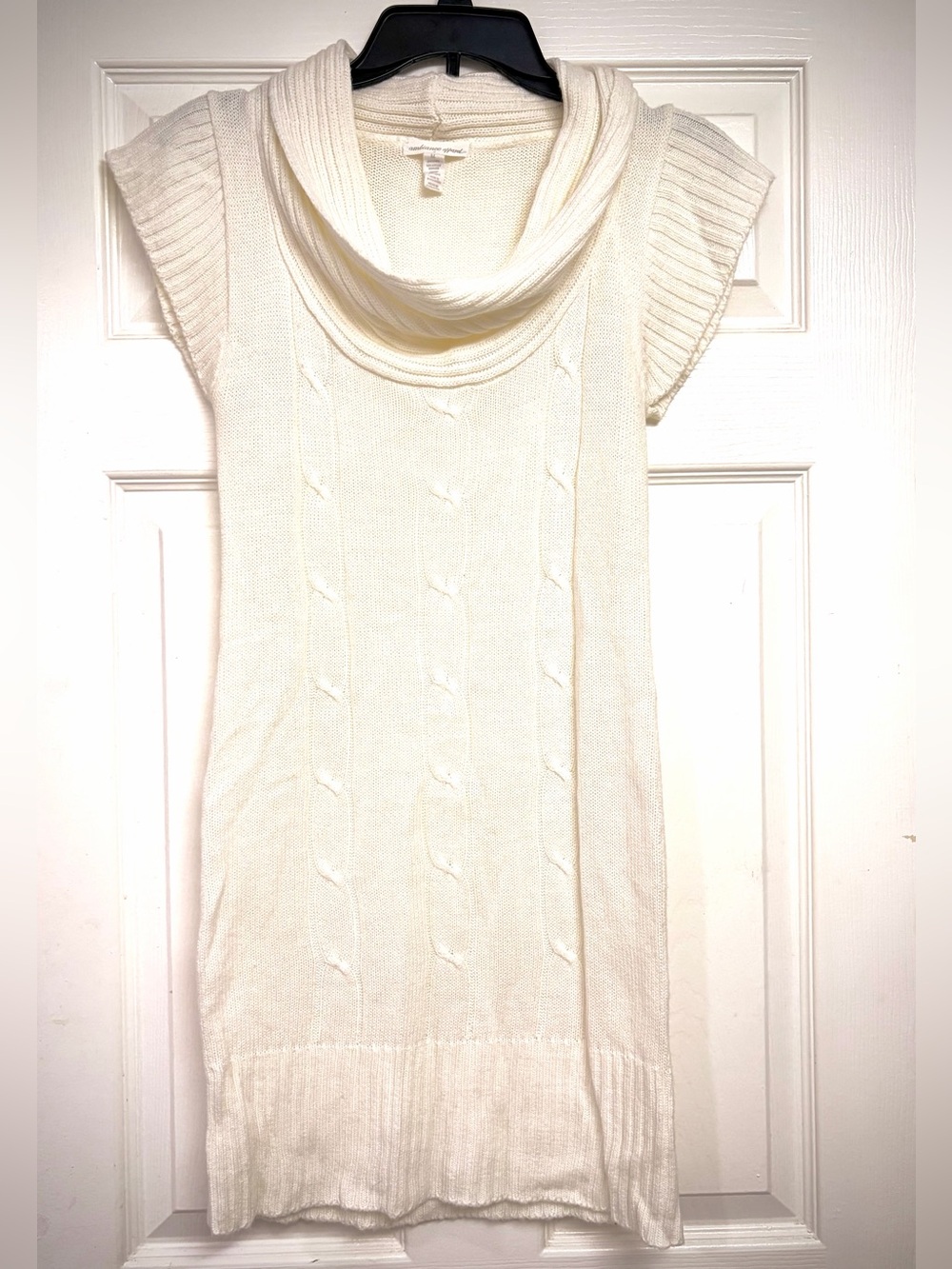 Ambiance Cream Sleeveless Cowl Neck Cable Knit Sweater